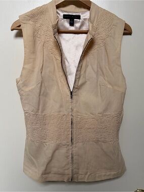 Georges Sheri Bodell Pale Yellow Zip up Cotton Vest Top. Size med,